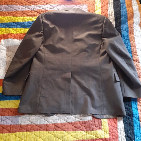 Vintage Brown Plaid Suit Jacket and Matching Vest Size 43 - Picture 2 of 14